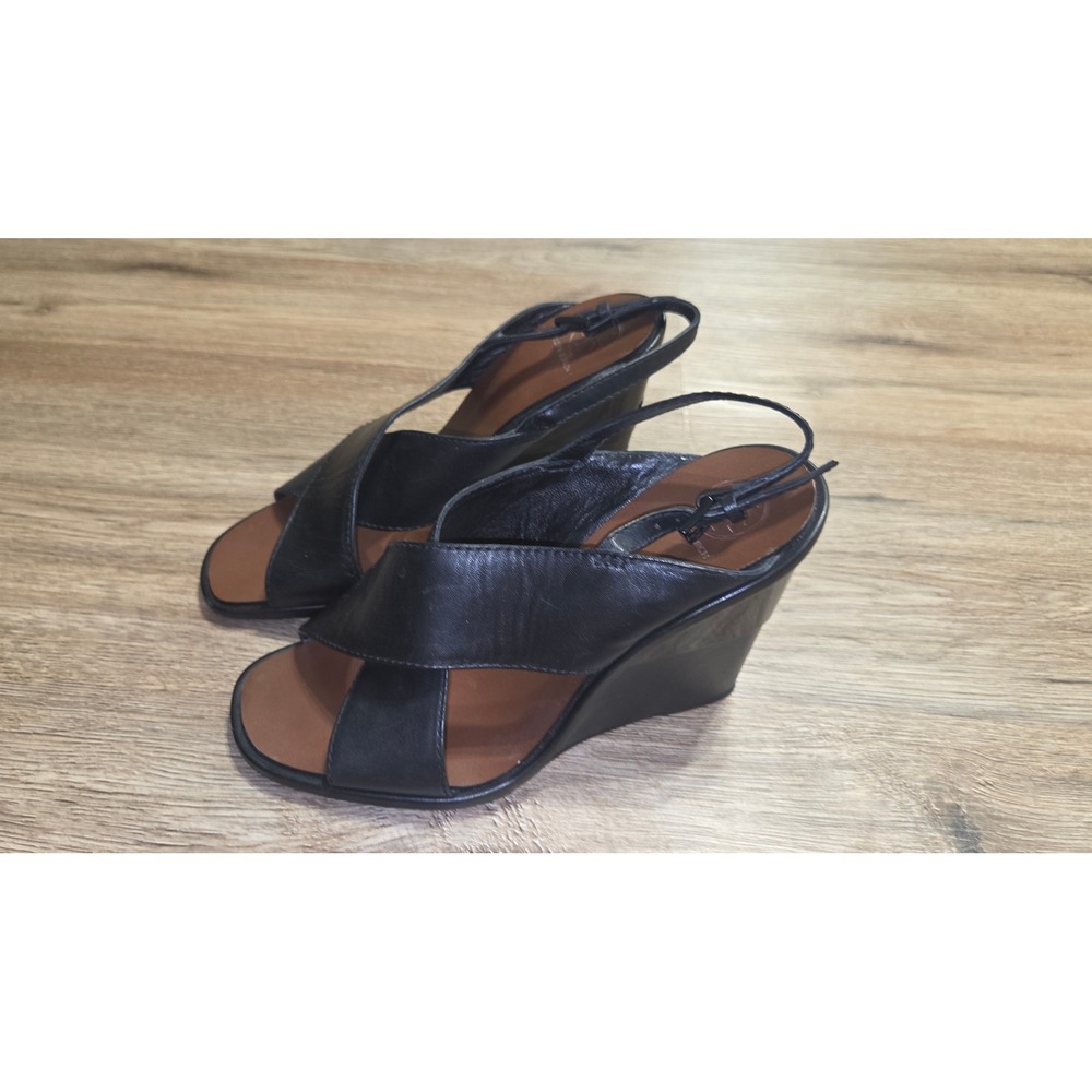 Tory Burch size 7M Leather Gabrielle Wedge Sandals Slingbacks Shoes